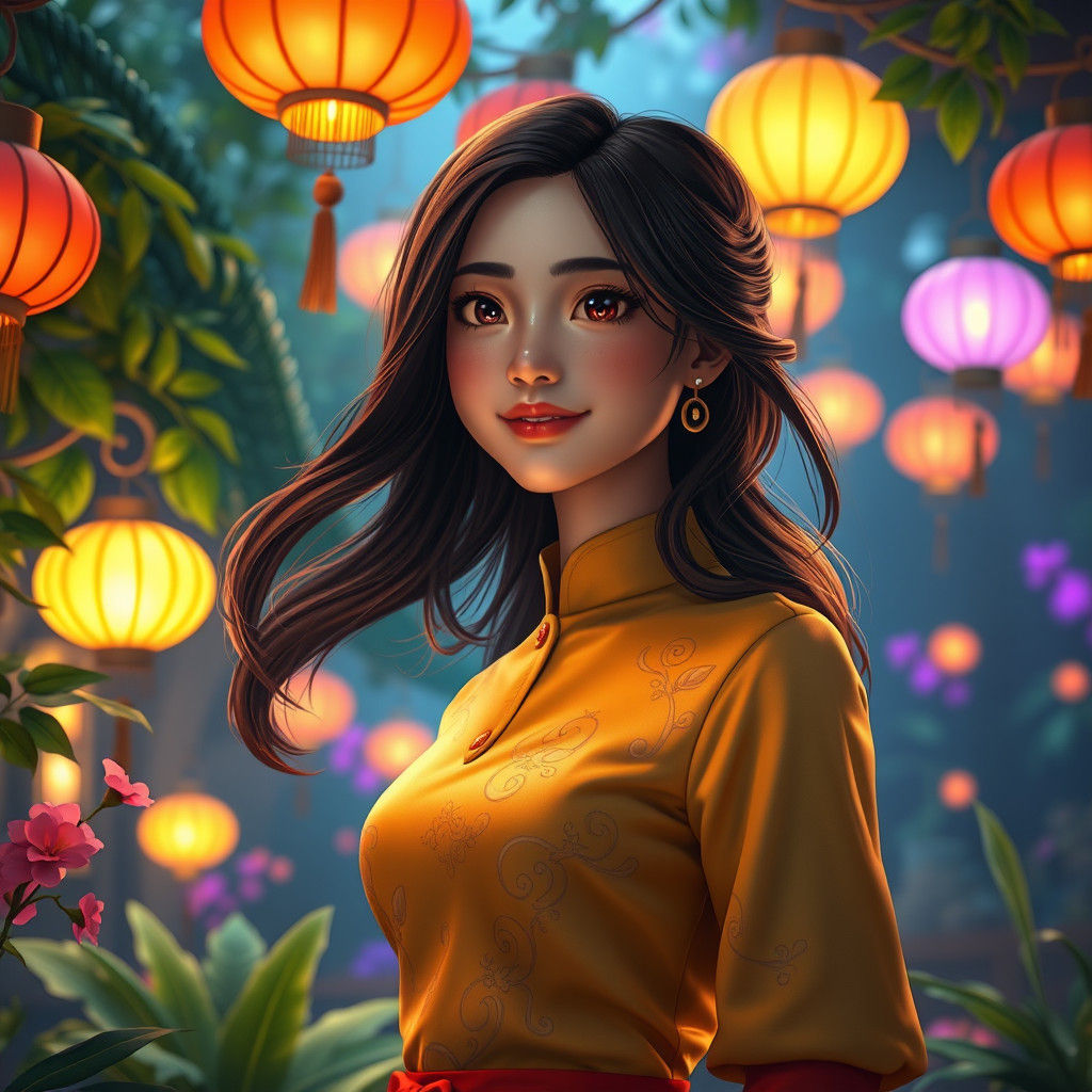 Dreamlike Waitress in Fantasy Restaurant, Trending Art