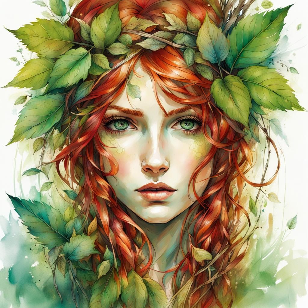 Fantasy Maiden Portrait in Carne Griffiths Style