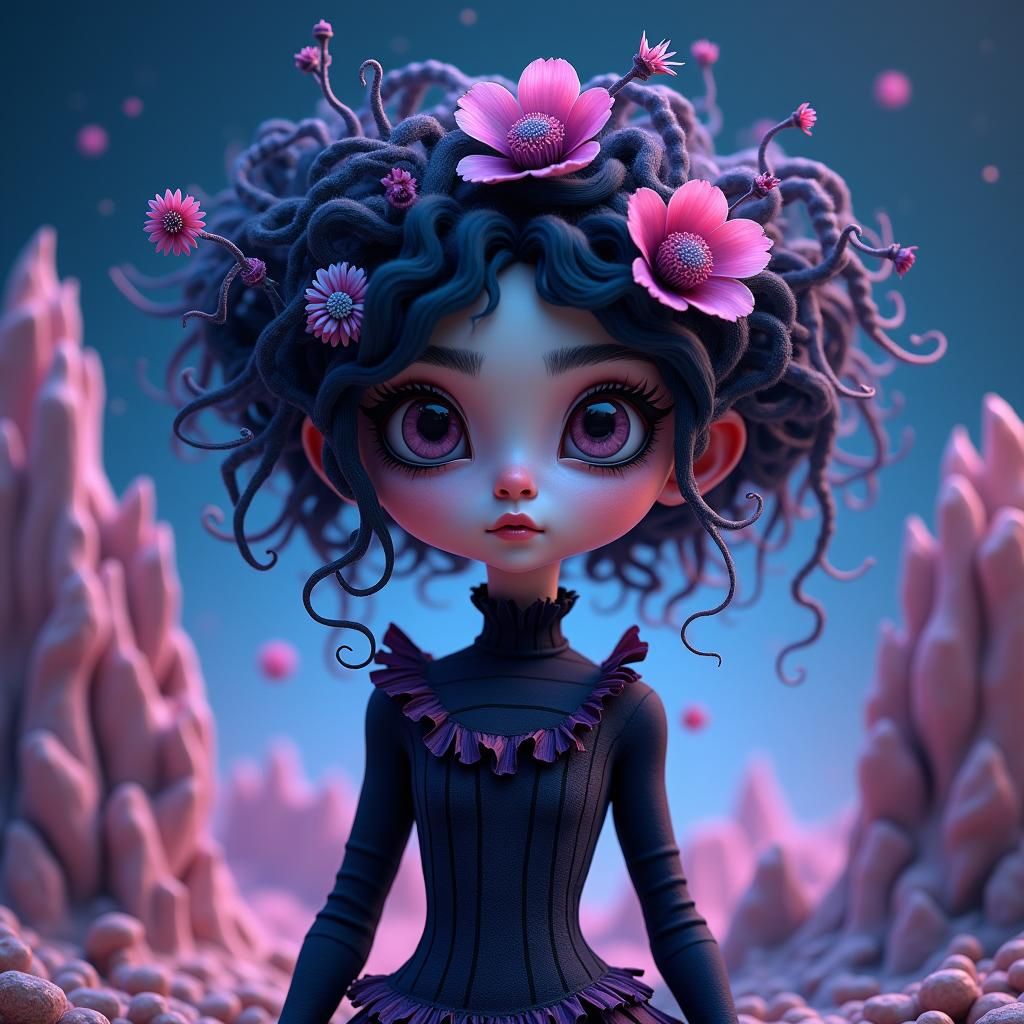 Dreamlike Portrait of a Whimsical Girl in a Fantastical Land...