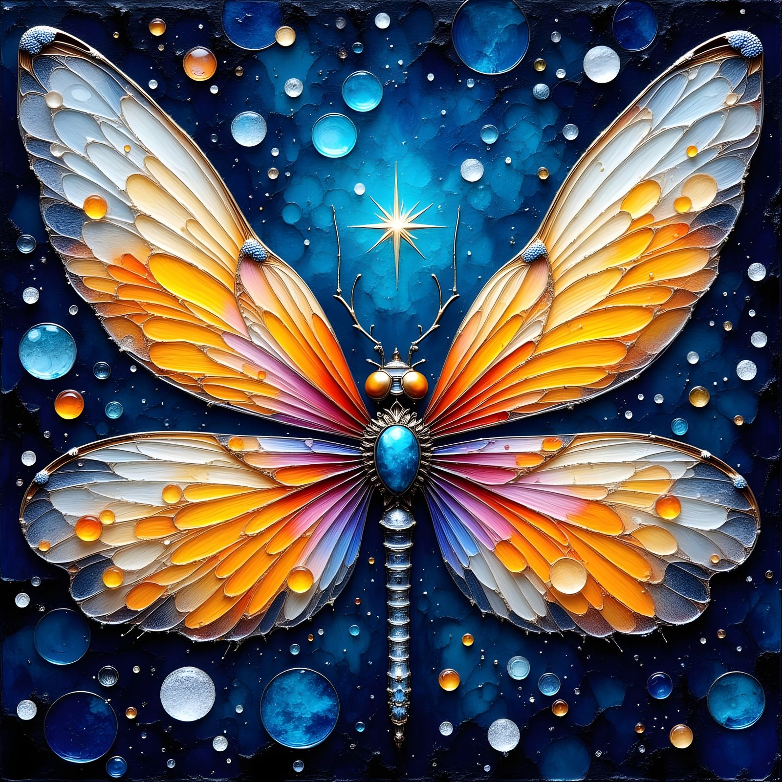 Dragonflies in Starry Sky as Wetplate Photograph