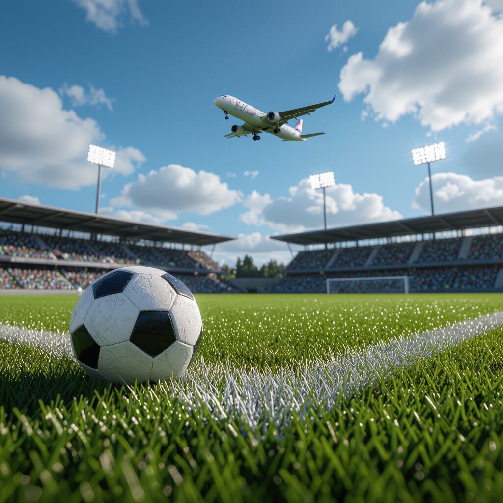Hyperrealistic Football Field with Bolivian Mountain