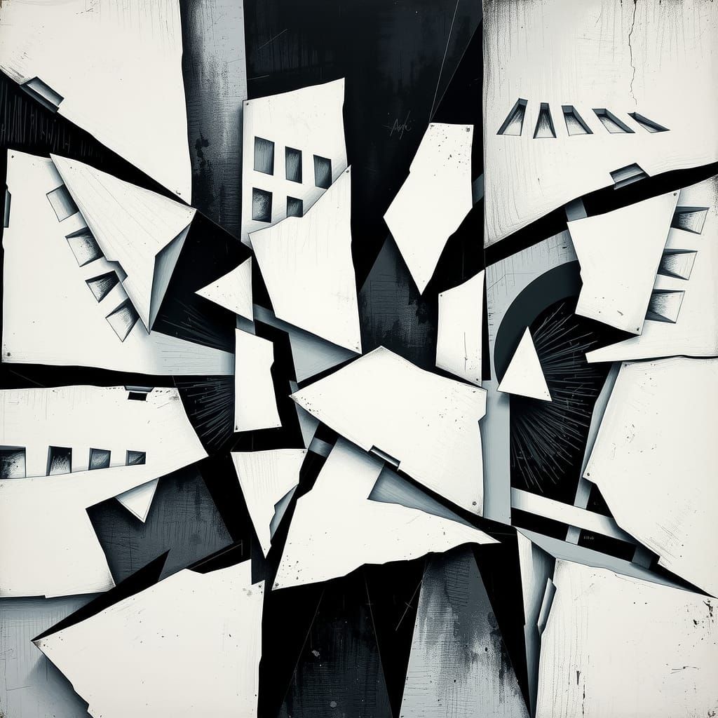 Cubist Geometric Forms in Monochromatic Hues