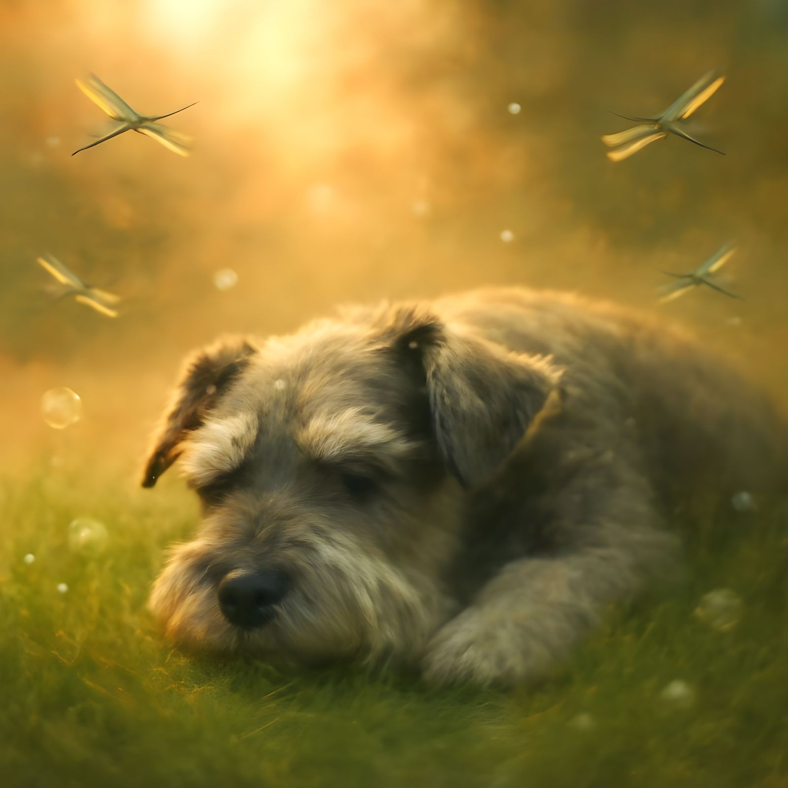 Serene Summer Landscape with Salt-and-Pepper Schnauzer