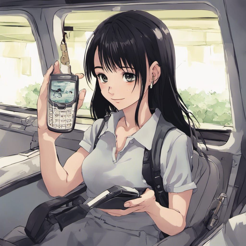 Girl and Nokia 1100 in Anime Style