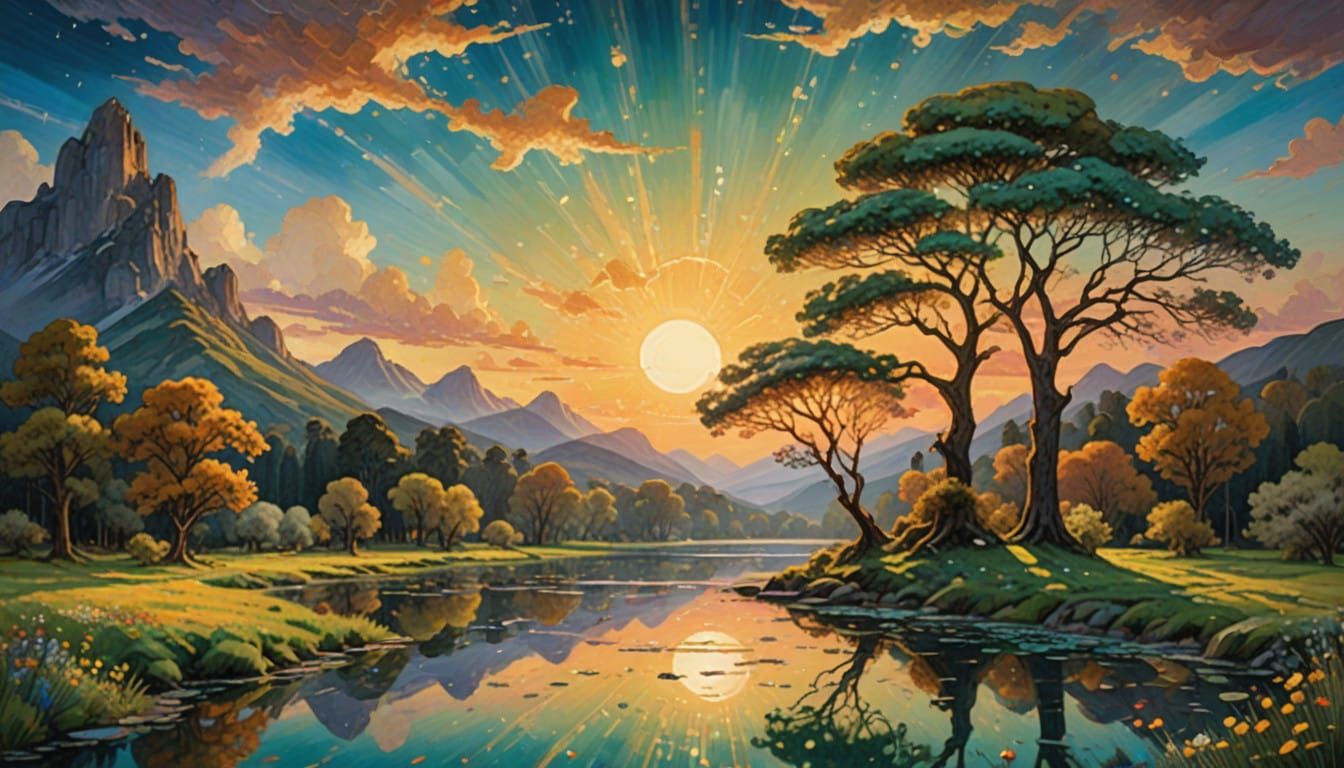 Celestial Realm Unfolds with Gentle Radiance