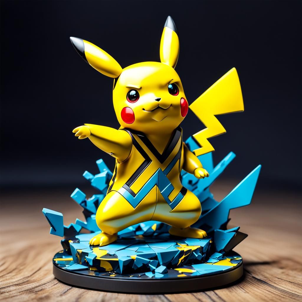 Pikachu Action Figure in Abstract Art Style