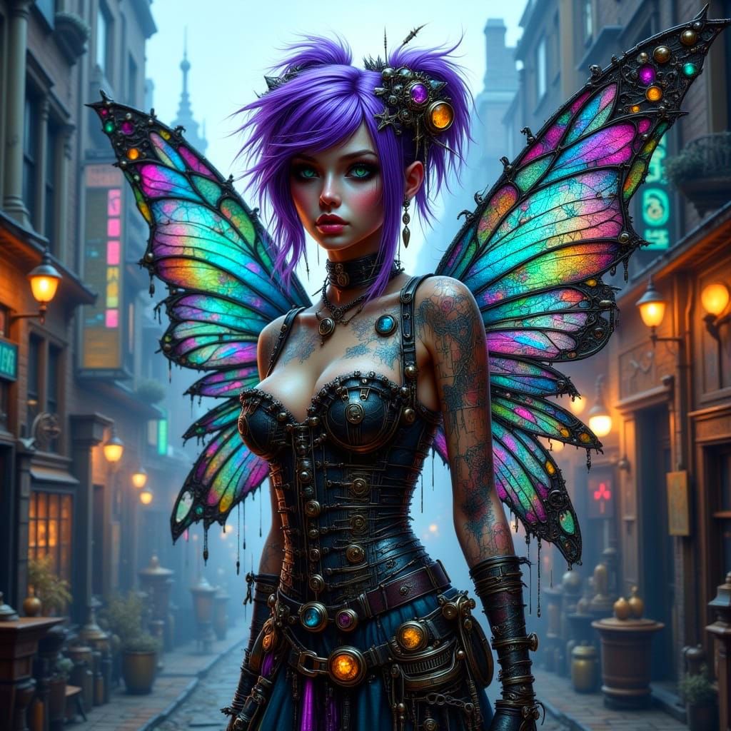 Steampunk Fairy Defies a Glitched Reality