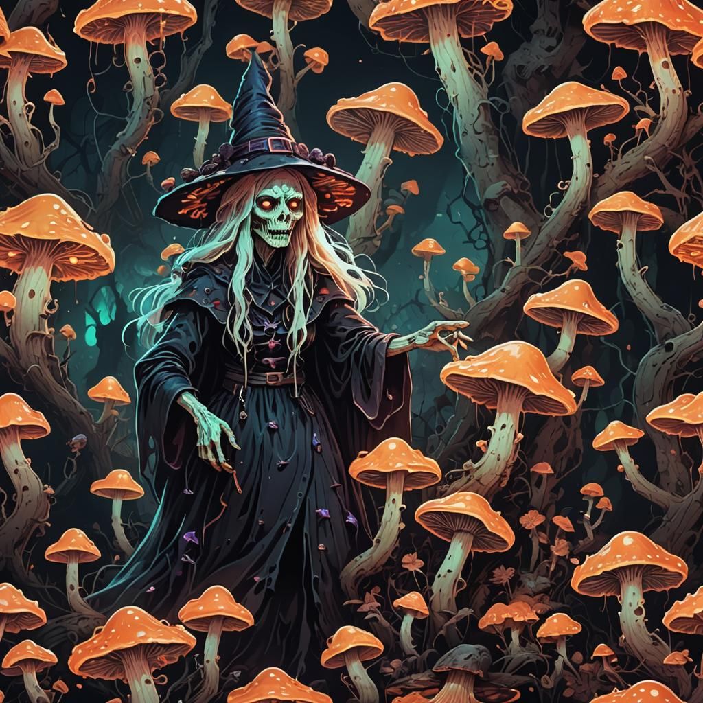 Neon Fungus Witch: A Grotesque Horror
