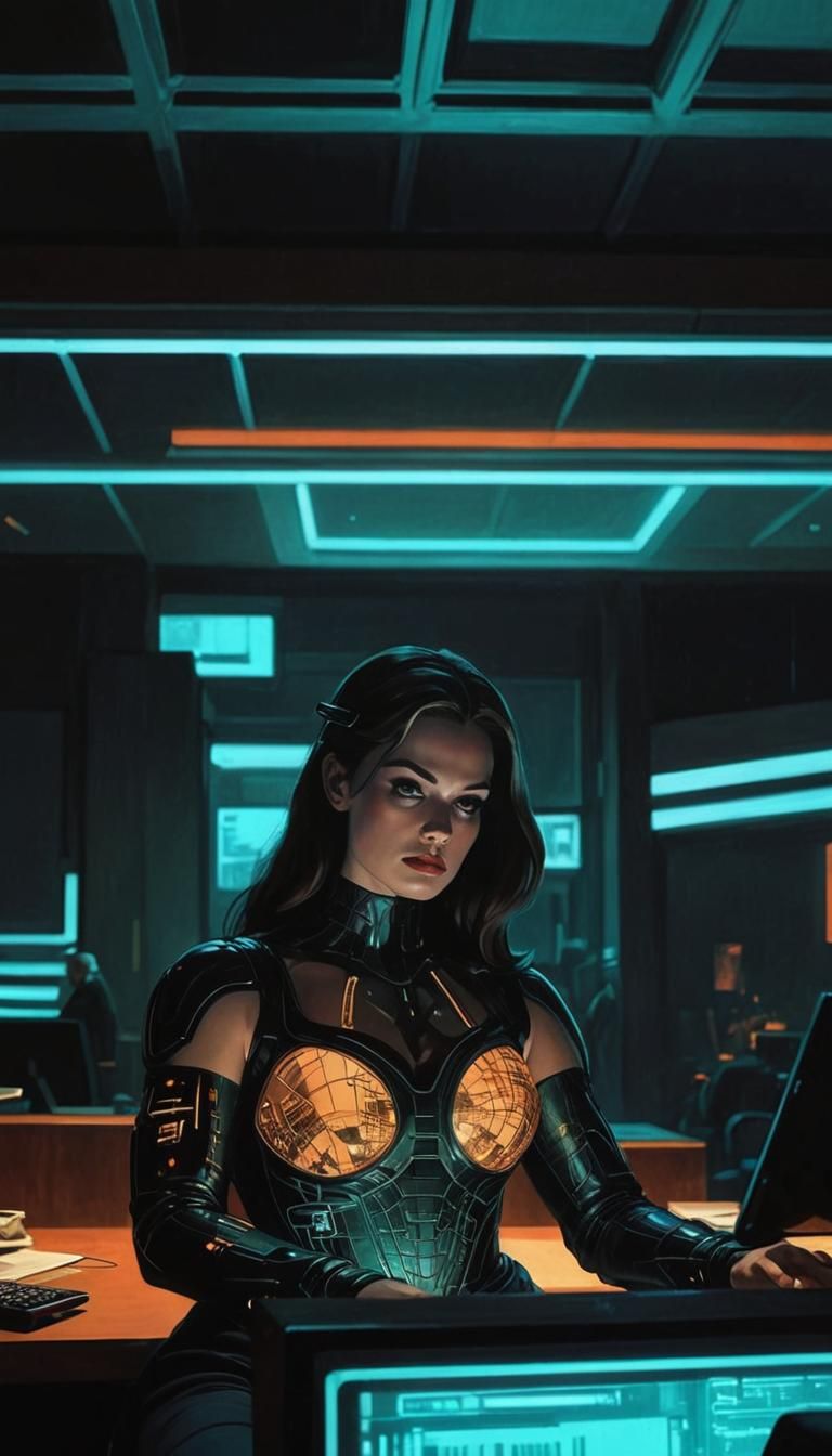 Curvy Ballerina Wins as Trader in Noir Cyberpunk Style