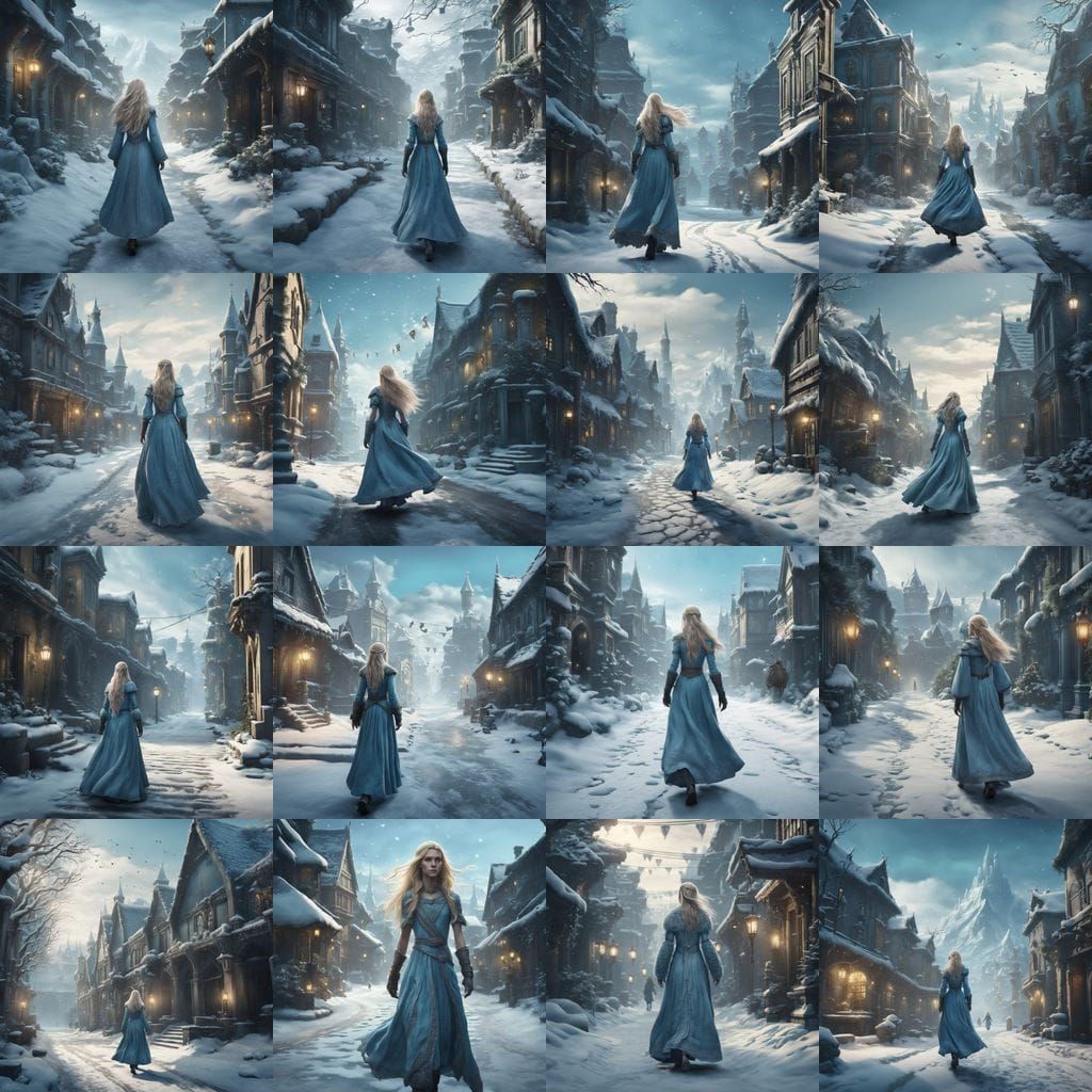 Surreal Fantasy Maid in Snowy Wonderland