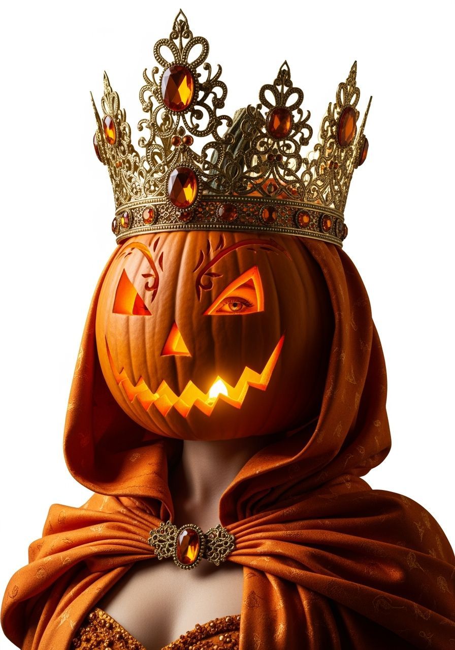 Regal Pumpkin Queen in Elegant Portrait