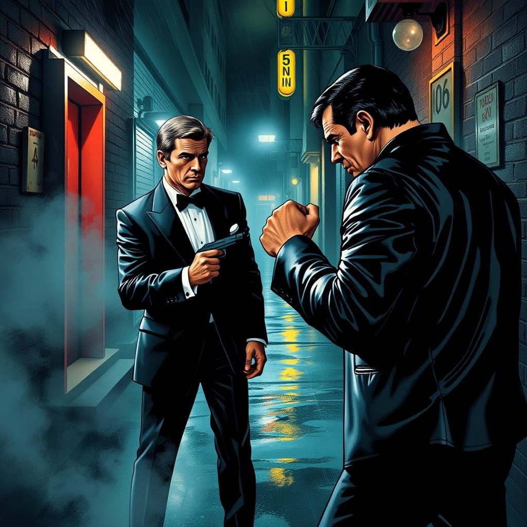 James Bond vs 006 in a Gritty Alleyway Showdown