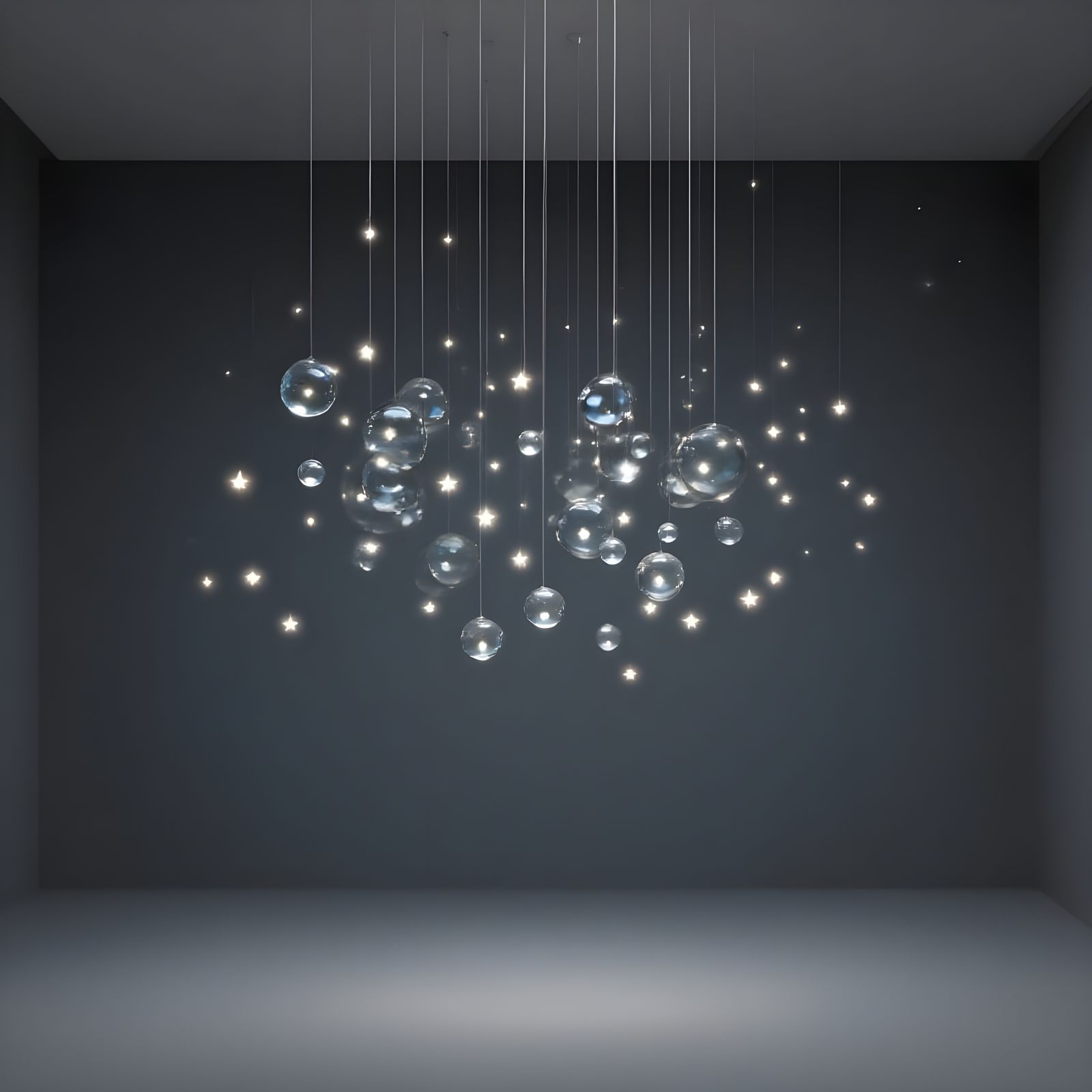 Ethereal Water Droplet Chandelier With Captured Starlight