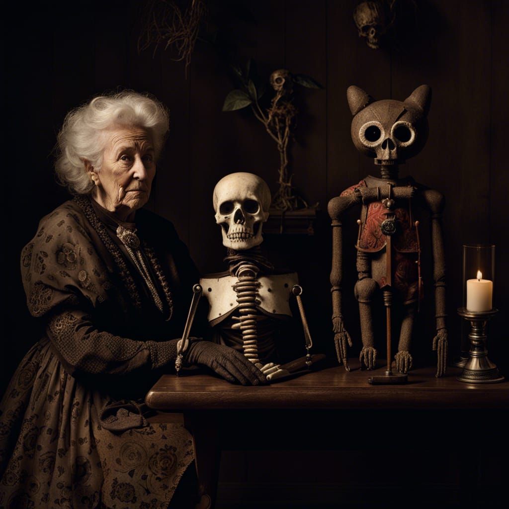 Macabre Voodoo Doll in Vintage Photography Style