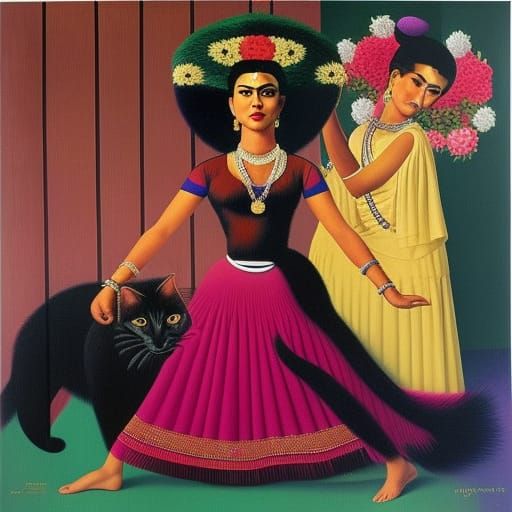 Surreal Dance: Naive Art Painting in 4K