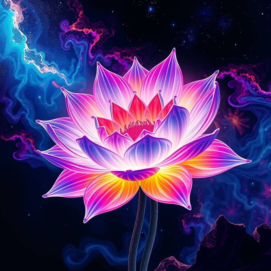 Cosmic Flower Blooms in Deep Space with Fractal Petals