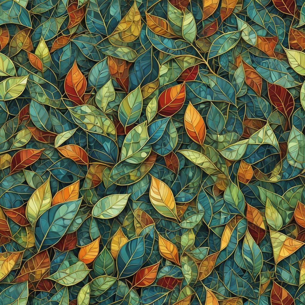 Geometric Abstract Painting of Brocken Leaves