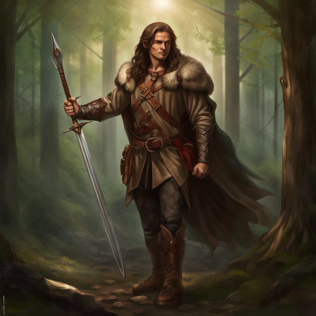 Human Ranger Portrait in Dark Fantasy Style