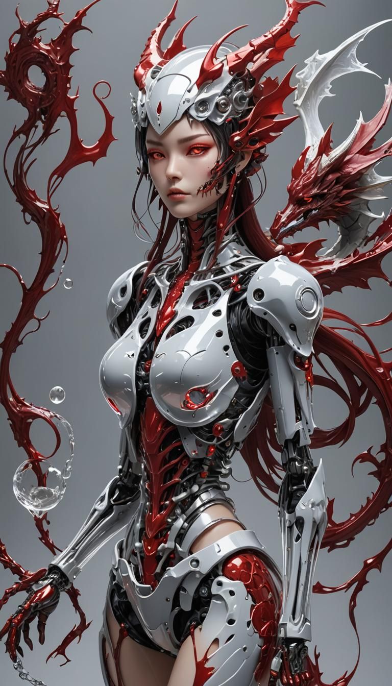 Robotic Dragon Girl with Slime Skin