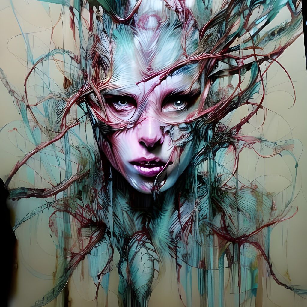 Cyberpunk Apple Vine Graffiti Art