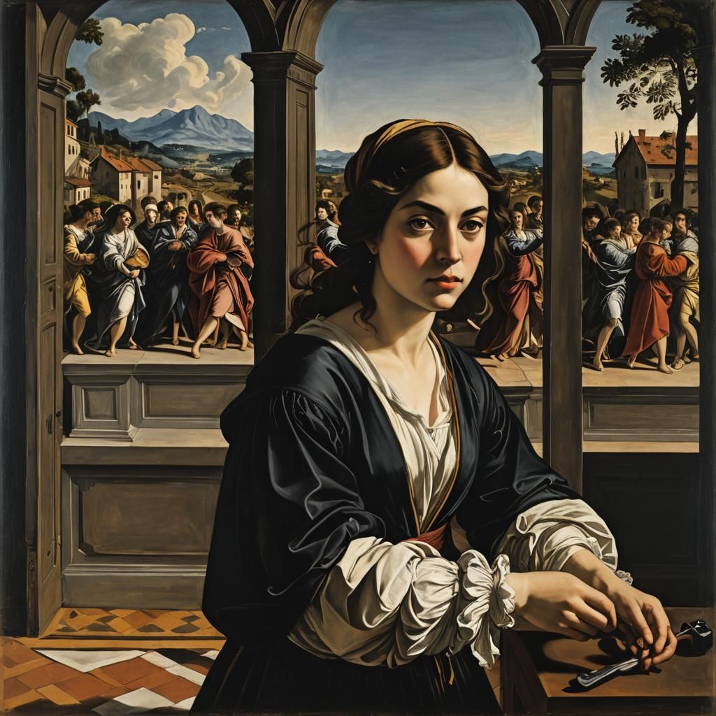 Gouache Door to Infinity: Classic Painting Style