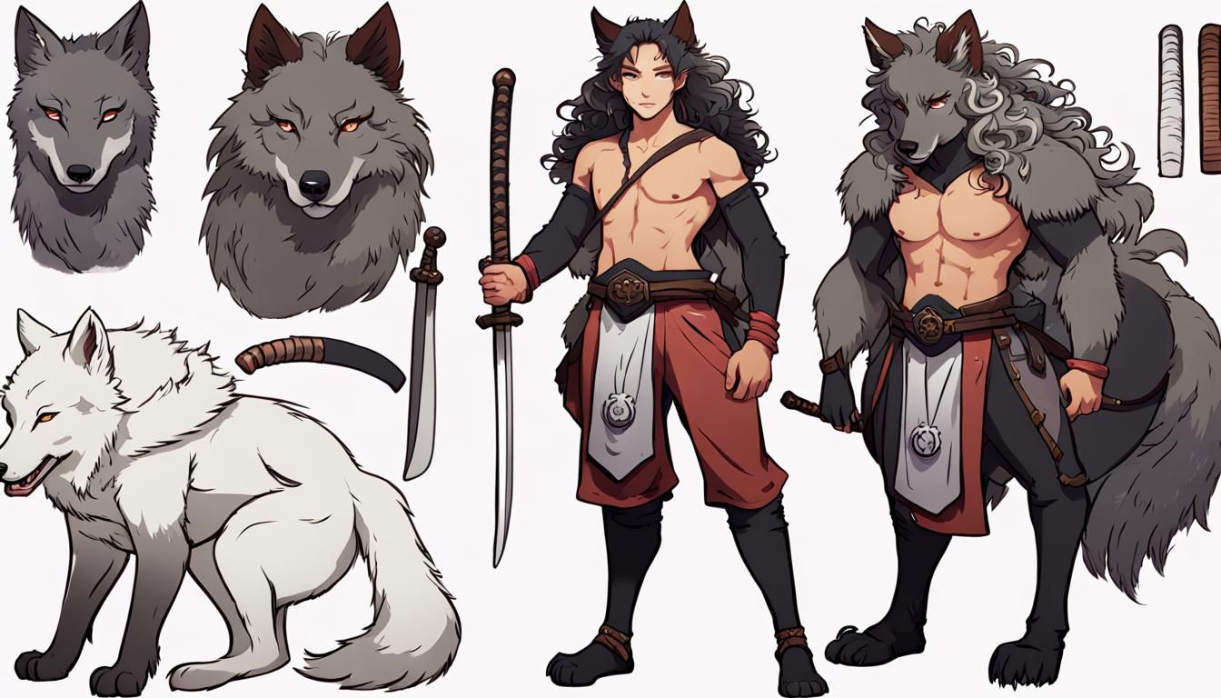 Fantasy Wolf Girl in Oriental City
