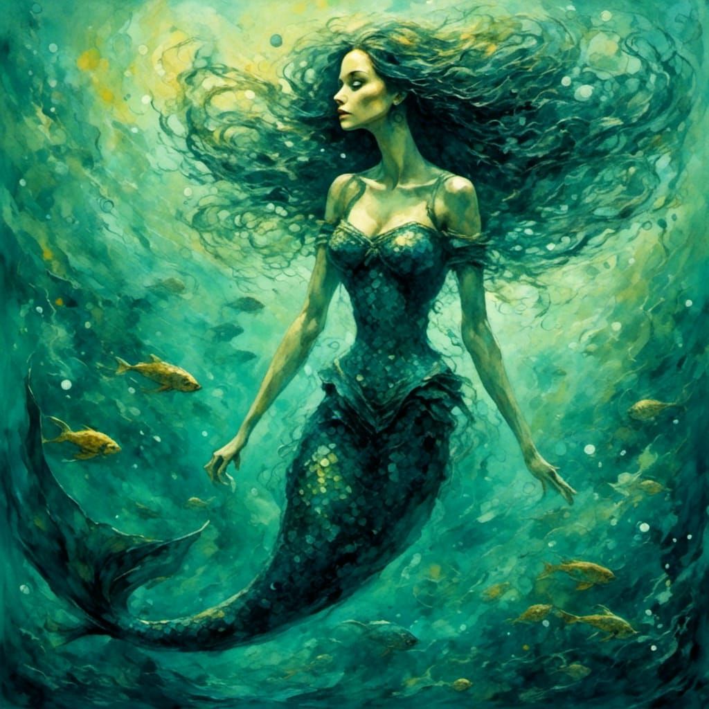 Dark mermaid <lora:My style 1:1.0>