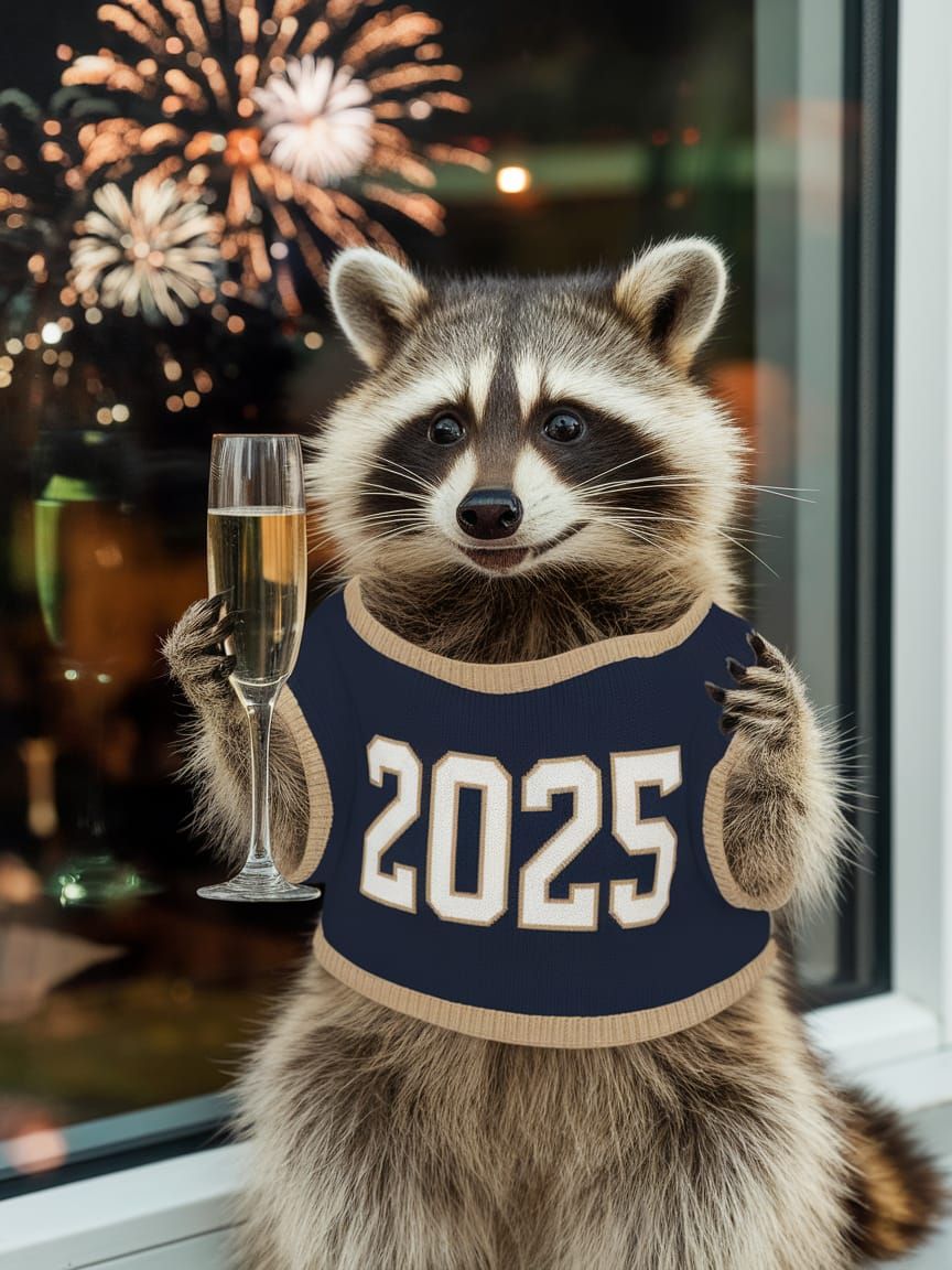 New Year's Cheer in a Raccoon's Eyes