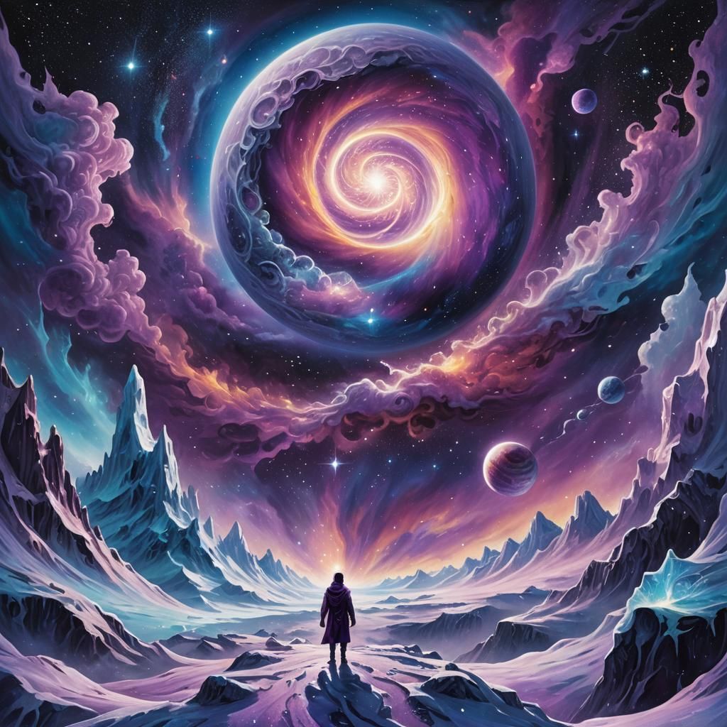 Celestial Being Approaches Frozen Planet in Astral Mixed Med...