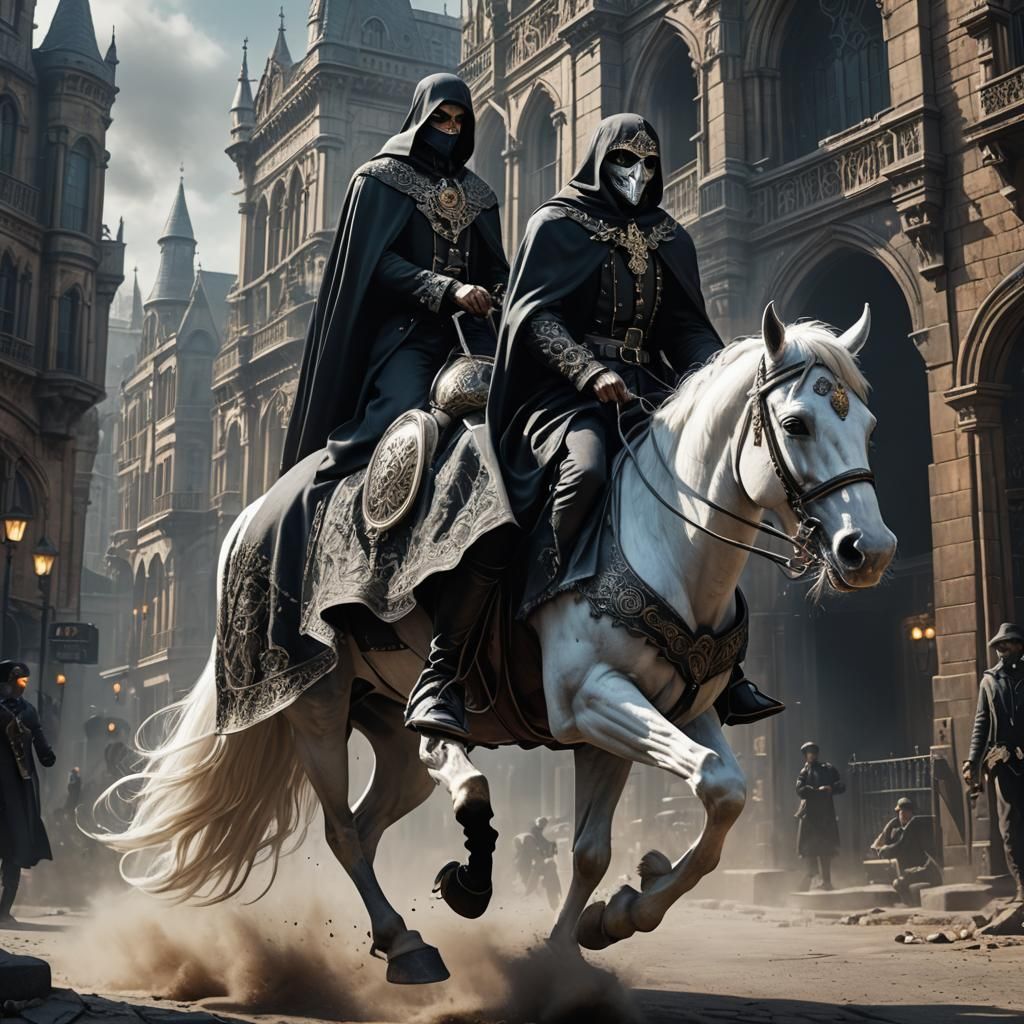 Victorian Rider in Gothic City: Fantasy Concept Art