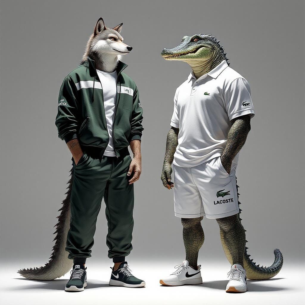 Anime Illustration of Anthropomorphic Wolf and Crocodile