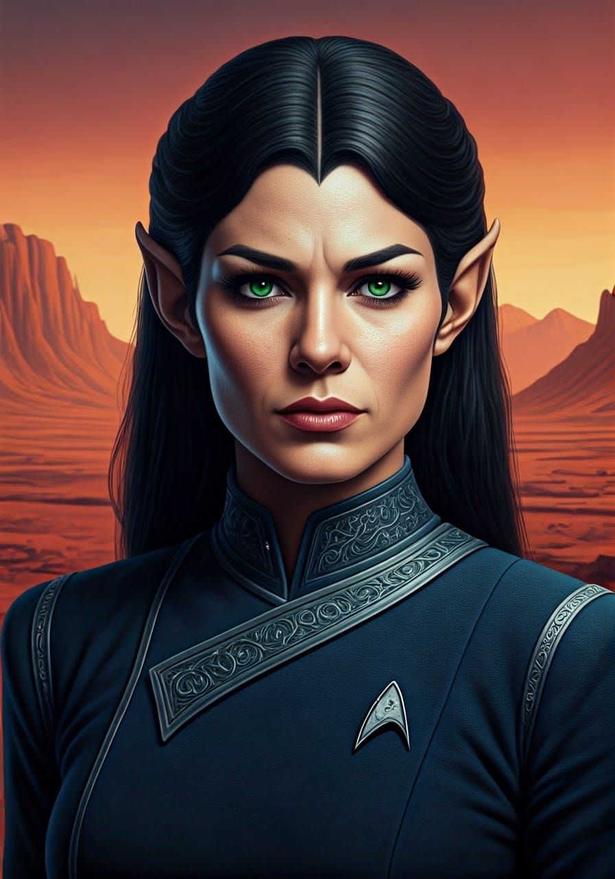 Elegant Vulcan Woman Portrait in Sci-Fi Realism