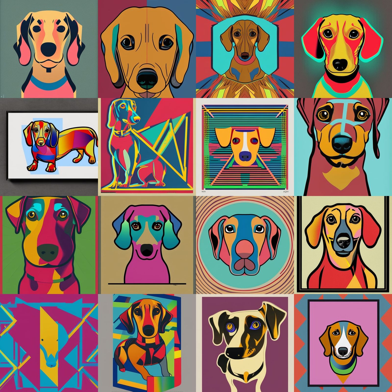 Dachshund in Pop Art Screen Print