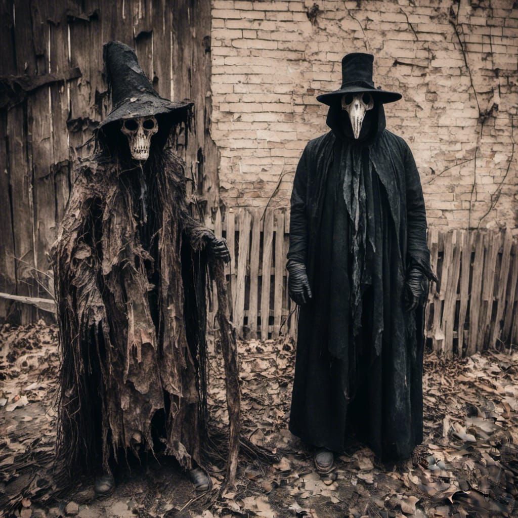 Macabre Plague Doctor and Grim Reaper in Cleveland