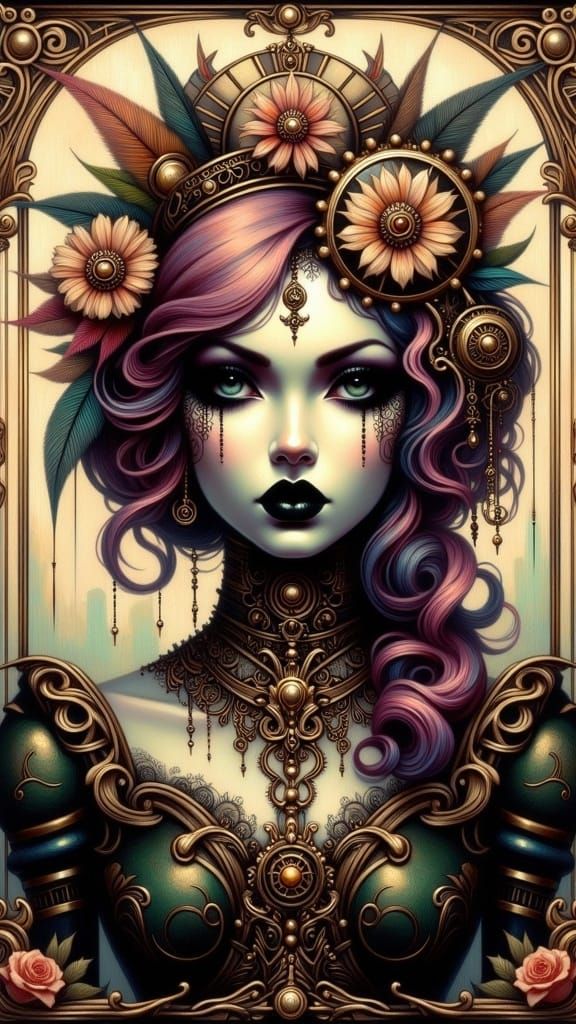 Steampunk Nutcracker with Brass Gears and Porcelain Face