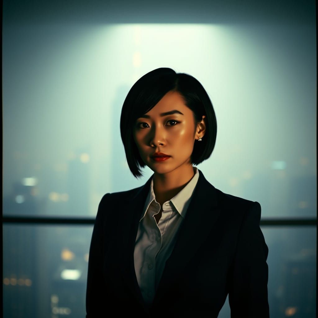 Sleek Business Demoness Seeks Power in Dark City Skies