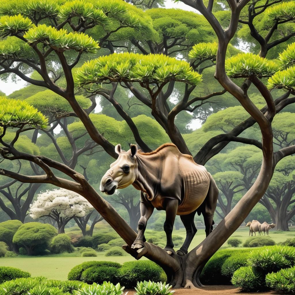 Baluchitherium Browsing on Magnolia Tree