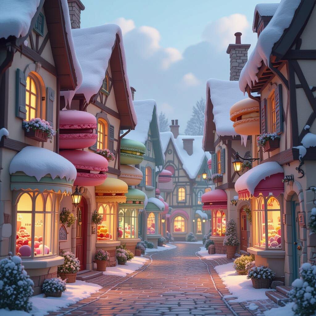 Macaron Village in Studio Ghibli Style