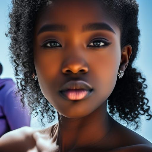 Hyperrealistic Portrait of a Black Teenage Girl