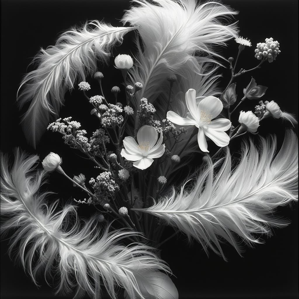 Ethereal Black and White Surrealist Composition