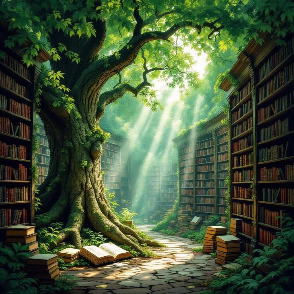 Enchanting Library of Living Book Trees
