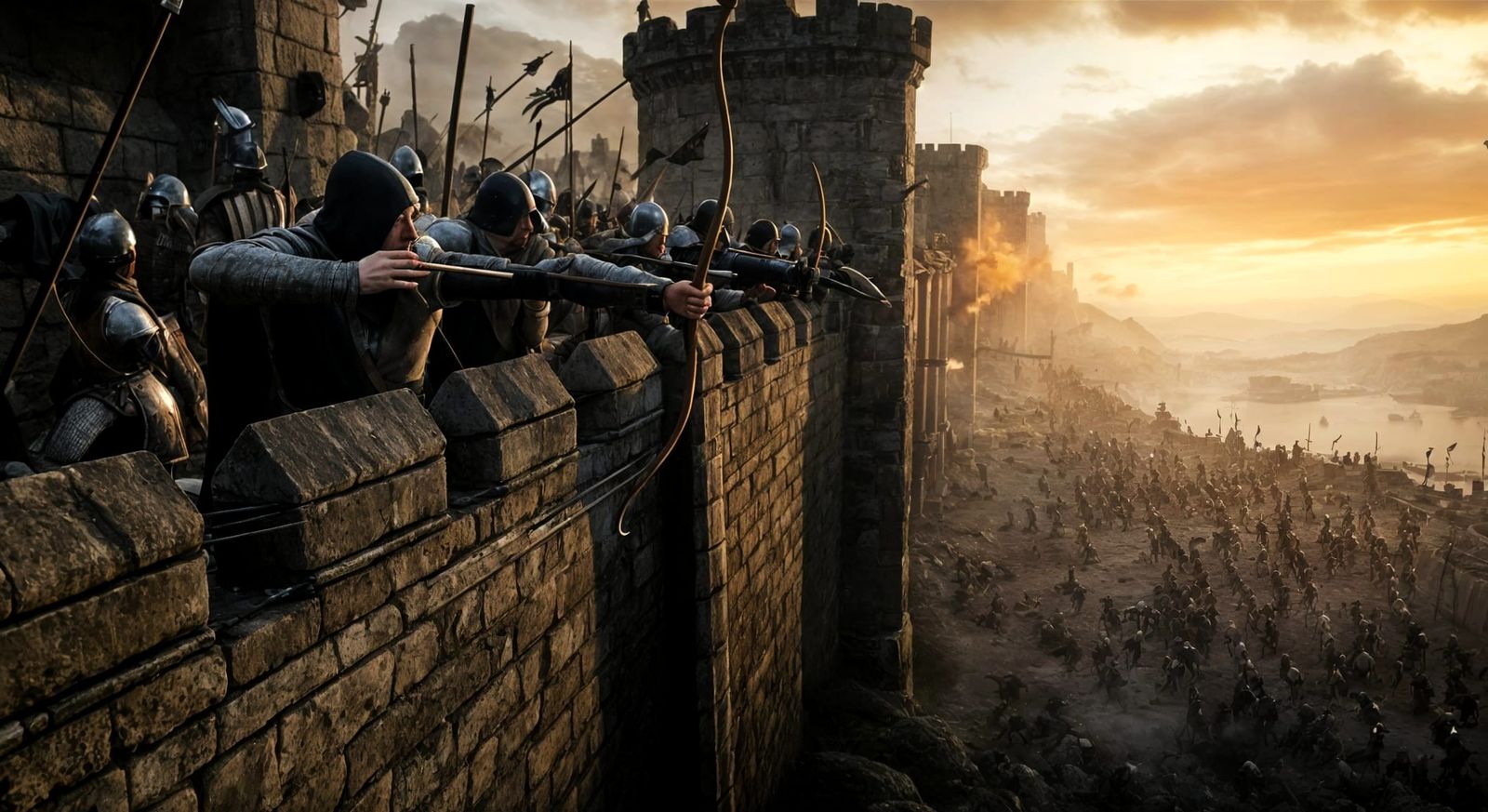 Archers Defend Castle in Dark Fantasy Battle