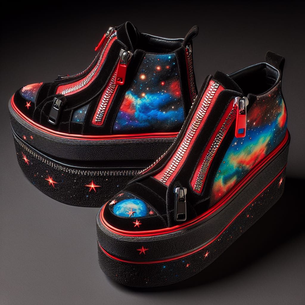 Funky Space Cadet Black Suede Platform Sneakers