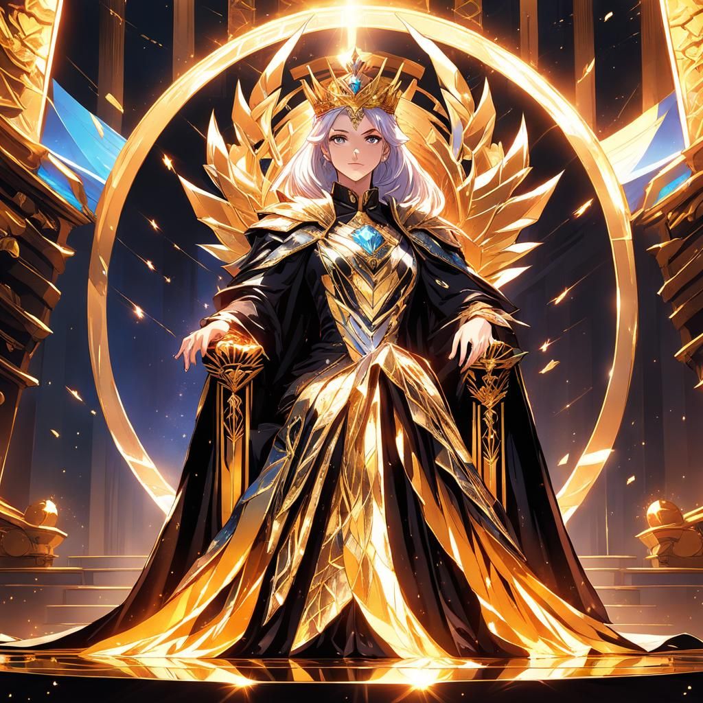 Majestic Dragon Queen in Diamond Outfit, Anime Style