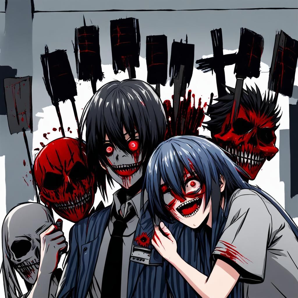 Yandere Character with Boy: AI Generated Image