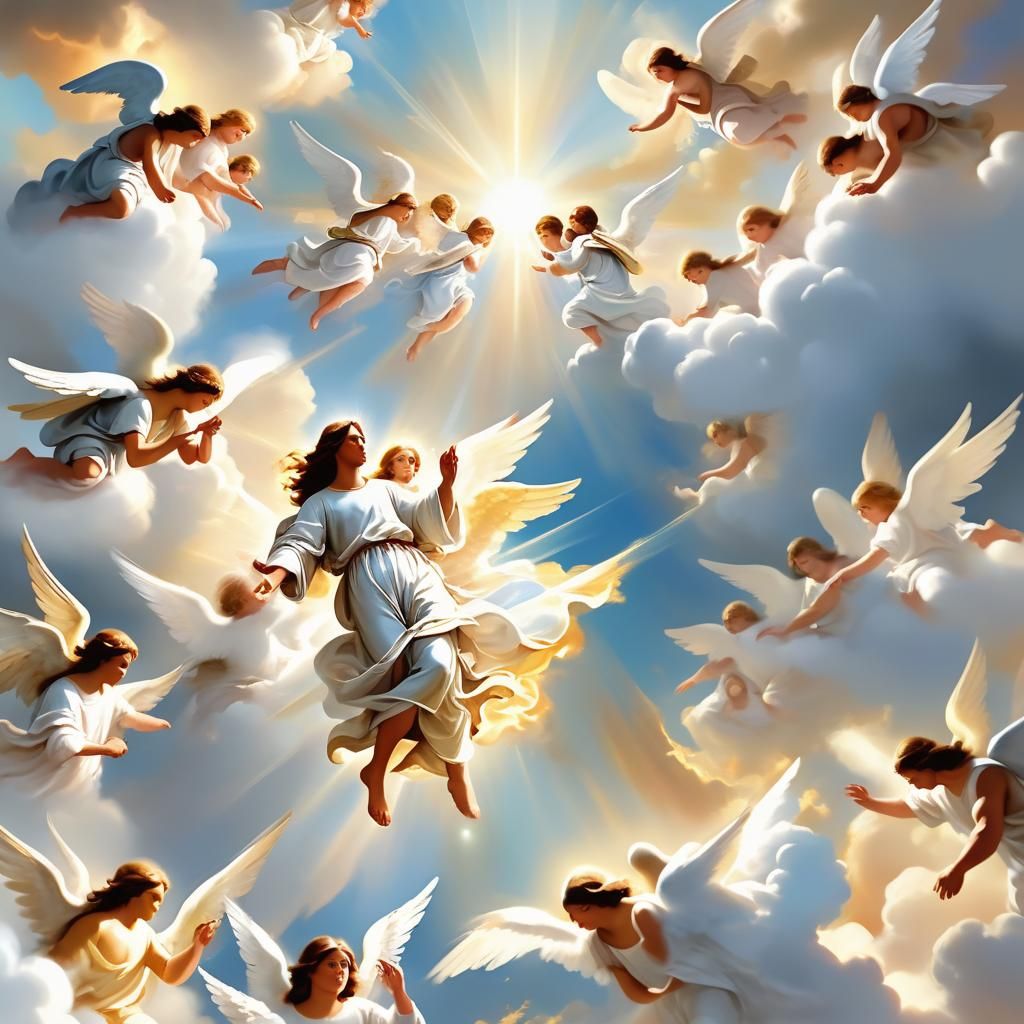 Angels Surround God in Divine Digital Painting