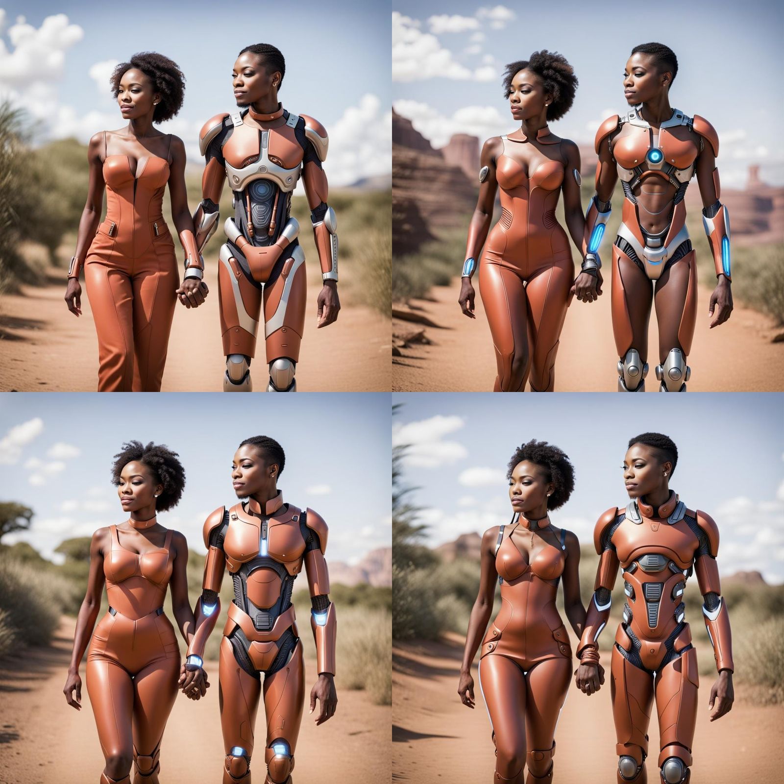 Futuristic African Couple Holding Hands