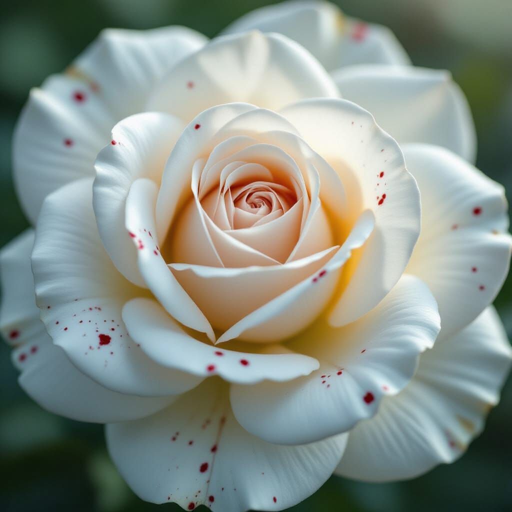 White Rose with Blood Spatters in Hyper-Realistic Style