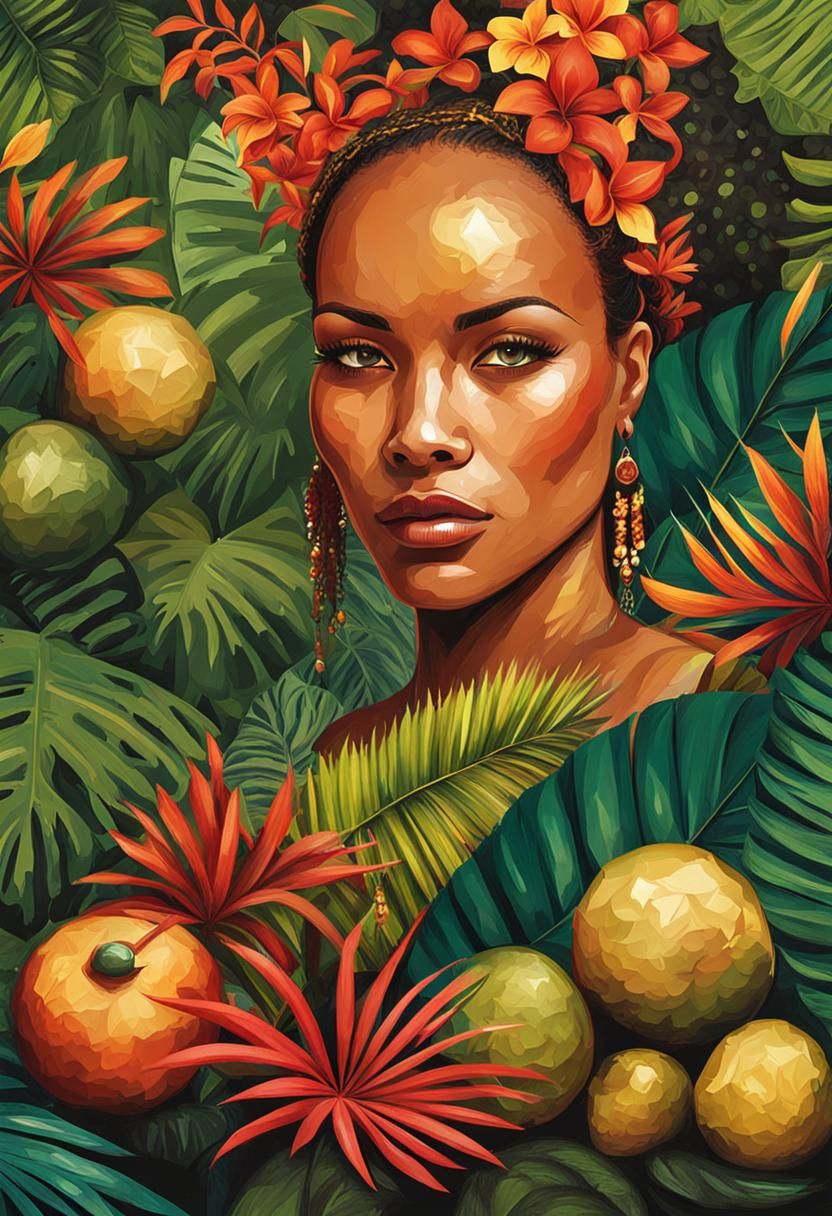 Pacific Islands woman in rainforest