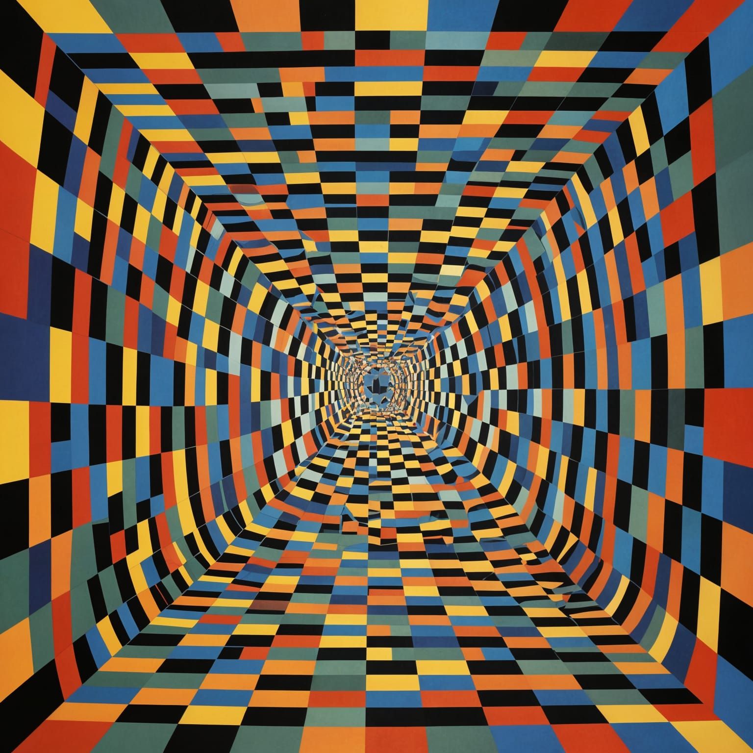 Illusory Geometric Abstraction in Glitchcore Style